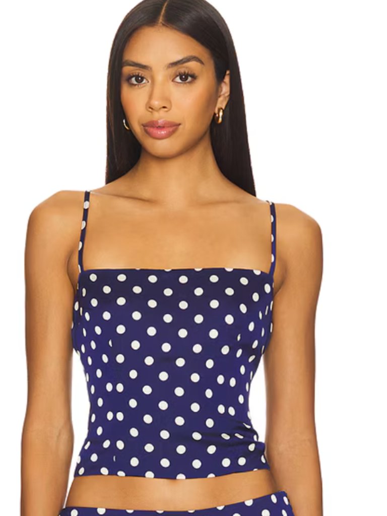 Annie Cami Top - More To Come - Navy Polka Dot